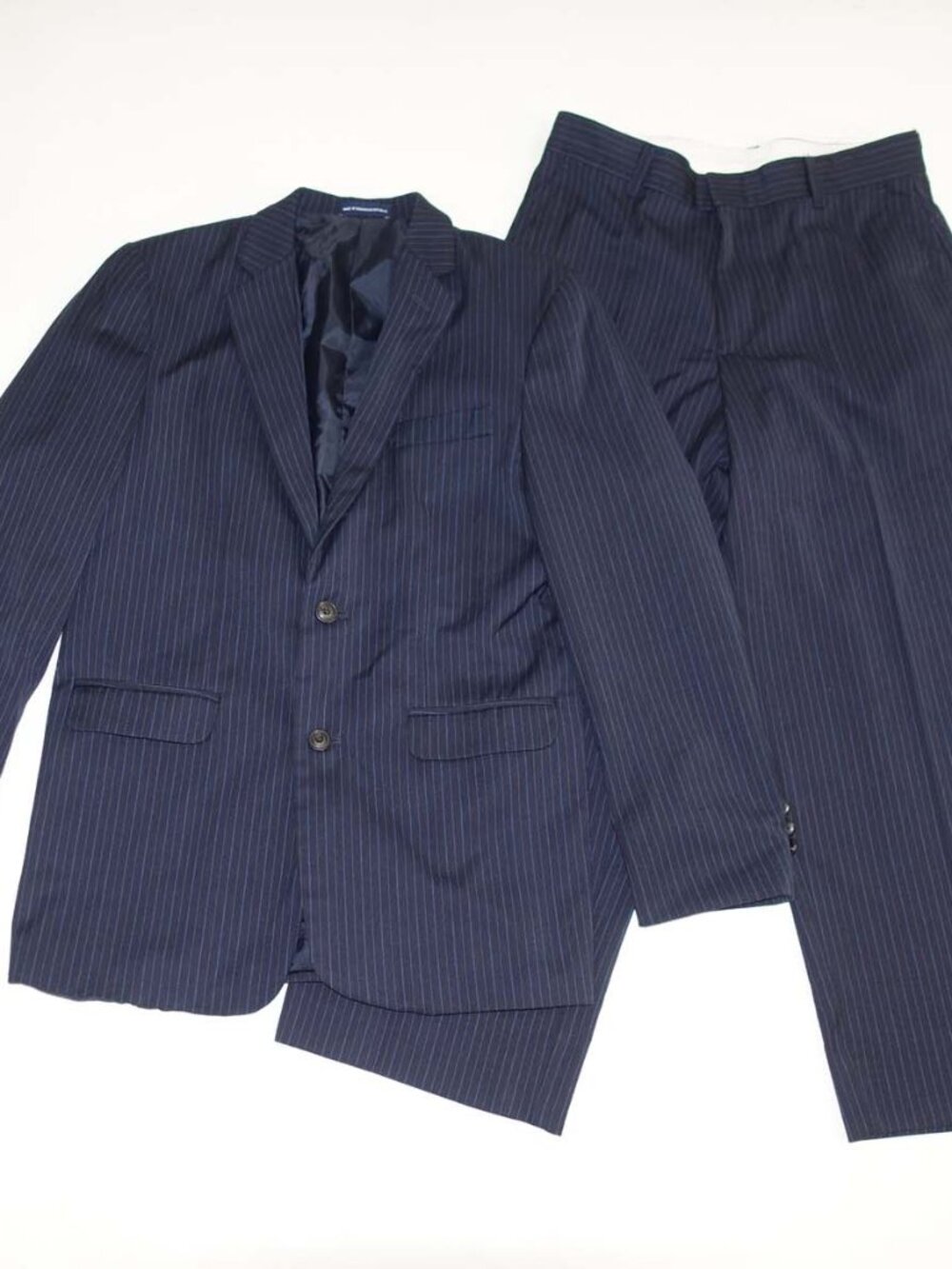 Chaps Boy's Pant Suit Size 16 Regular 28 x 23.5 Navy Blue Striped Polyester 16R